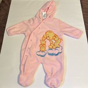 Vintage Y2k Care Bears Bedtime Baby Sleeper One Piece Hooded Jumpsuit 3-6 months